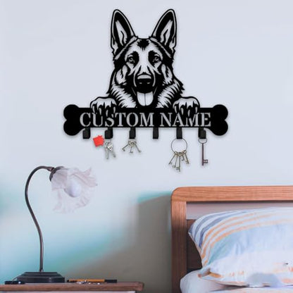 Personalized German Shepherd Key Holder, Dog Key with Metal Hooks Coats, or Accessories (German Shepherd Key Holder) - color: German Shepherd Key Holder