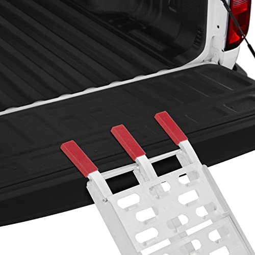 1Pc 7.5FT Aluminum Folding Loading Ramp, Pickup Trucks Bed Trailers Ramps for Load Dirt Bike UTV ATV Lawn Mowers Cargo 90" Lx11 W, 750 lbs Capacity