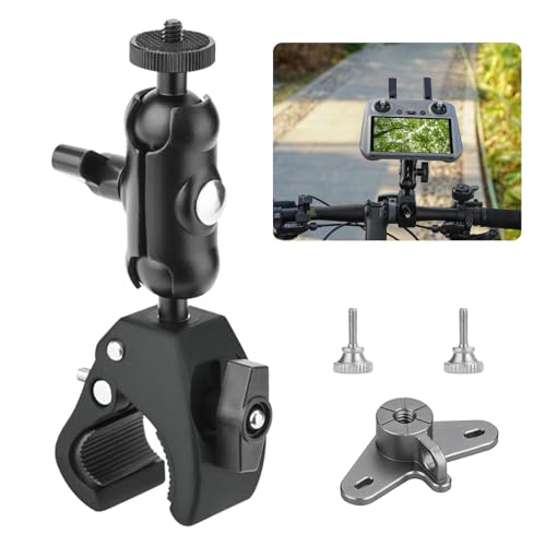 Bike Holder Mount Adapter for DJI RC 2/ RC Controller,360° Dual Ball Head Motorcycle Handlebar Holder Clamp for DJI Mini 4 Pro/Mini 3 Pro/Air 3/Mavic 3 Pro Smart Remote Controller, Black