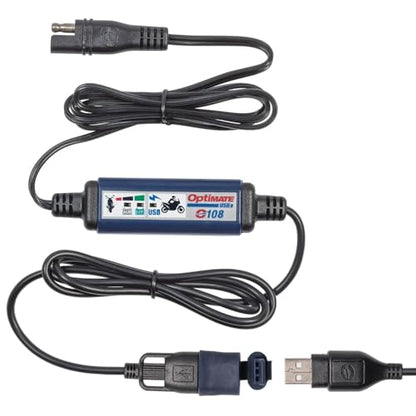 OptiMATE USB O-108, 3300mA USB charger with battery auto protect off, weatherproof, SAE, in & out cables