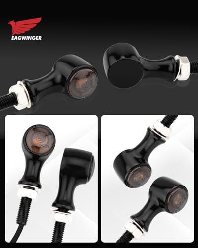 Small Round LED Turn Signals Motorcycle Brake Tail Lights Rear Blinkers Black Red Amber Light Universal for Cruiser Bobber Street Bike Cafe Racer Motorbikes (A-Black-Amber&Red) - color: A-Black-Amber&Red