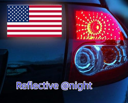 Reflective American Flag Stickers - 3-Pack, 5x3 Inches - Durable & Waterproof Decals for Vehicles & Personal Items，Car Bumper/Truck/Motorcycle/Helmet/Laptop/Window/Water Bottle/Mail Box