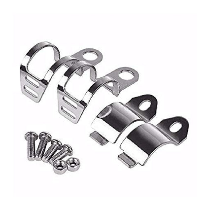 1pair Metal Motorcycle Modified Turn Signal Light Indicator Mount Bracket Clamp 30-45mm (Chrome) - color: White