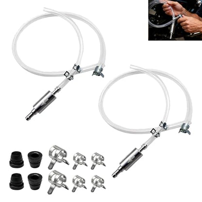 2Set Brake Bleeder Kit,Hose with One-Way Check Valve – Universal Brake Fluid Bleeding Kit for Car Motorcycle Clutch System,Anti-Backflow Soft Tube with Screw Caps & Spring Clamps Gifts for Men