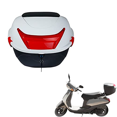 Daily Tail Box Motorcycle Trunk Luggage Top Box for Scooter/Motorcycle/Moped Back Top Case ABS Hard Shell 28L(White) - color: White