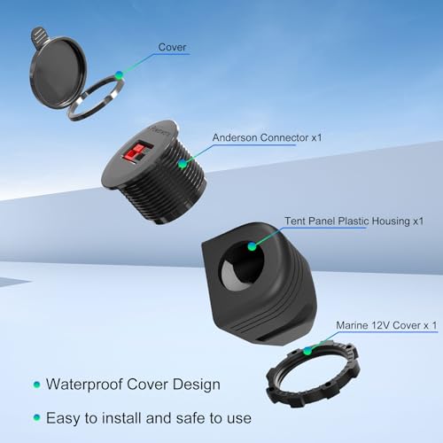Anderson Connector with Mounting Bracket, Waterproof Quick Connect Wire Connectors PP15 to 45, Power Pole Cover for Smart Battery Box, Marine, Boat, Motorcycle, Truck, RV