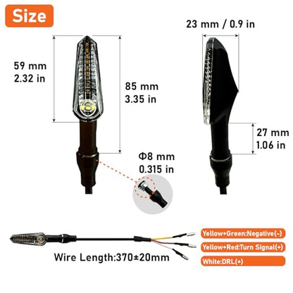 E-Mark LED Sequential Motorcycle Indicator Mini Turn Signal Light Vehicle Inspection DC12V IP67 Waterproof DRL Universal (YE/WH) - color: YE/WH