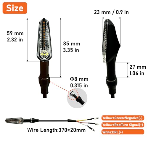 E-Mark LED Sequential Motorcycle Indicator Mini Turn Signal Light Vehicle Inspection DC12V IP67 Waterproof DRL Universal (YE/WH + YE/RD) - color: YE/WH + YE/RD
