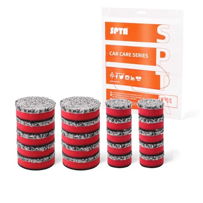 SPTA 2" Microfiber Cutting Pads 10 Pack, Heavy Cutting and Polishing, Microfiber Finishing Disc for Waxing and Polishing&Scratch and Vortex Removal Pad, Ultrafine Fiber Pad - color: 2 Inch Sets
