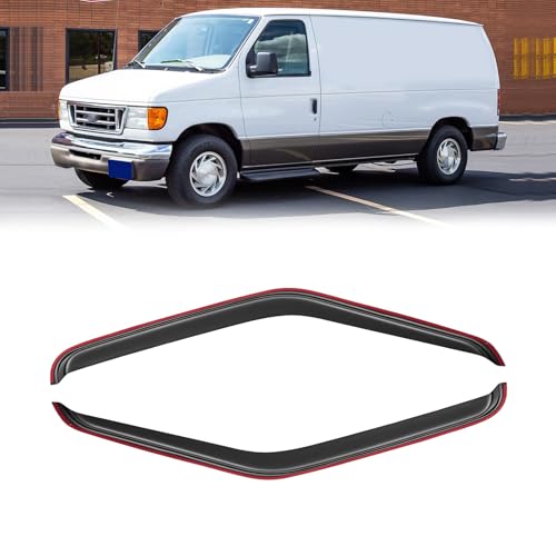 in-Channel Window Visor for 1992-2006 Ford E-150 E-250 E-350 E-450 E-550/ E150 E250 E350 E450 E550, Rain Guards Shields Vent Deflector Shade Wind Dark Smoke for 92-96 Ford Econoline Van, 2PCS - style: For 1992-2006 | Ford E150/ E250/ E350/ E450/ E550 | In