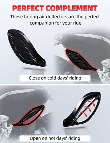 Amazicha Black Adjustable Air Deflector Kit Side Wing Deflectors Fairing Air Deflector Compatible for Harley Touring Street Glide, Electra Glide, Trike, Ultra Classic, CVO 1996-2013