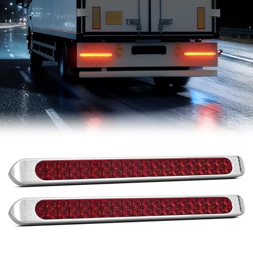 Nilight LED Tail Light 2PCS 17 Inch 40LED Red Running Tail Stop Brake Lights w/Chrome Bezel Waterproof Surface Mount for 12V Towing Trailer Truck RV Camper Boat - color: 2Pcs 17" Red 40LED w/chrome bezel
