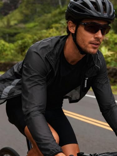 WOSAWE Men's High Visibility Cycling Wind Jacket Water Resistance Reflective Windbreaker - color: Black Jacket 218, size: XX-Large