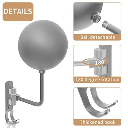 Motorcycle Helmet Rack, Helmet Holder Wall Mount 180° Rotation Hanger with 2 Hook for Coats, Caps, Motorcycle Accessories (Grey, 1 PCS)