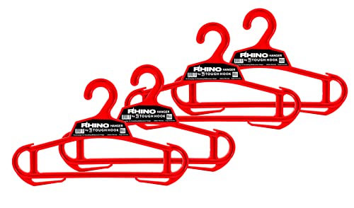 Rhino Tough Hook Heavy Duty Clothes Hangers – USA-Made Military Grade Coat Hanger for Body Armor & Jacket – 200-lb Capacity Suit Hangers for Heavy Apparel, 4 Red - color: Red, size: Pack of 4 (Original)