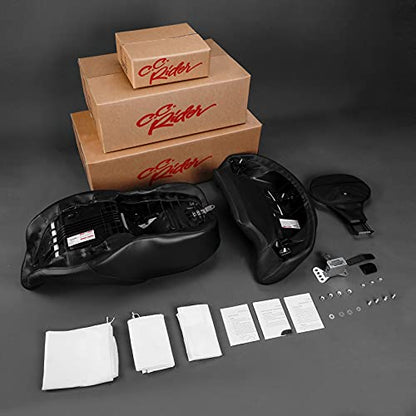 C.C. RIDER Gel Seat Driver Passenger Seat and Driver+ Tour Trunk Backrests Fit For Harley Touring 2014-2023 Street Glide Road Glide Road King Electra Glide,Blue Hexagon - color: 23# Gel Blue+ 2 Backrests