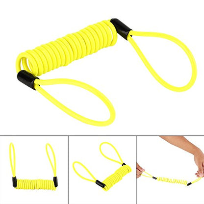 1.2m Motorcycle Reminder Spring Cable, Disc Lock Reminder Cable, Alarm Lock Security Spring Reminder Cable for Scooter Motorcycle Bike Brake Disc, Antitheft on Handlebar, Lemon Yellow