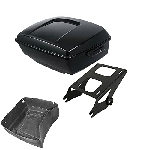 TCMT 13.7" King Motorcycle Trunk Two Up Mounting Rack Fit For Harley 2014-2025 Touring CVO Road King Road Glide Street Glide Electra Glide Pack - color: Style A Black 2 Up Rack#1