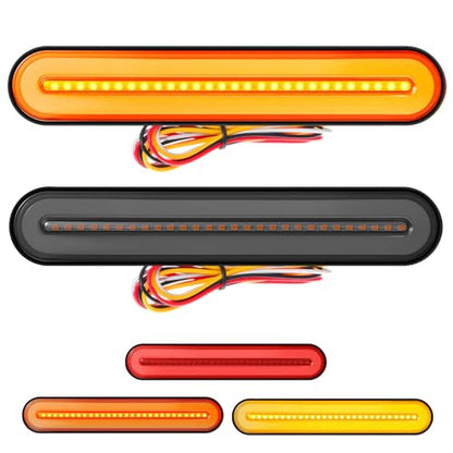 Lewtemi 2 Pcs 9" 3-in-1 Trailer Tail Light 12-30V Universal 100 LED Red Amber Sequential Strip, Running Stop Turn Signals Brake Lights, for Chopper Truck Atv Utv Adv Pickup Golf Cart - size: 9 Inch, style: Trailer Style