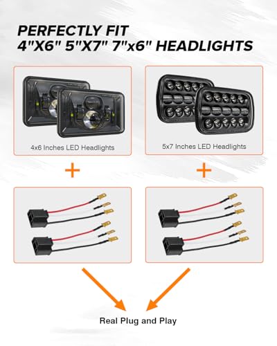 BICYACO 2PCS H4 9003 HB2 Wire Wiring Harness Sockets for 4"x6" 7"x6" 5"x7" Inch Sealed Beam Car Truck Headlights Pickup Heavy Duty Headlamp - color: H4 9003 HB2 Wire Harness