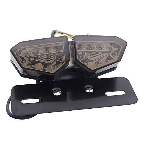 Motorcycle Tail Light Integrated Running Brake Stop Light Dual Eye Turn Signals Lamp Black with License Plate Bracket for Harley Honda Yamaha Suzuki Kawasaki - color: Black 2