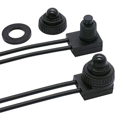 TWTADE 2PCS Waterproof RV Push Button Switch 12V ON/Off SPST Switch for Motorcycle/Auto Car Bathroom Fan with 4.5'' Lines KP-107 - size: 2 PCS