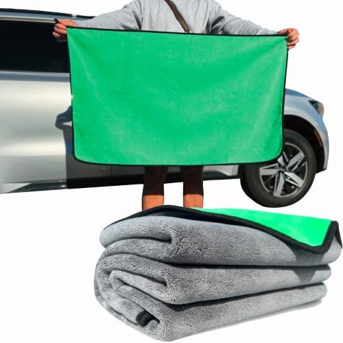 Extra Large Car Drying Towel - 800 GSM Premium Microfiber Drying Towels for Cars - Car Drying Towels Extra Large Super Absorbent, Professional XL Car Towel for Any Vehicle - 40x24, Green - color: Green