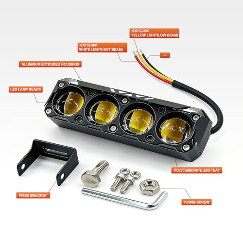2Pcs 5Inch LED Motorcycle Driving Fog Bar - Dual Yellow/White Offroad Pod Lights, Work Auxiliary Lights for Truck ATV SUV UTV 4WD Boat Tractor
