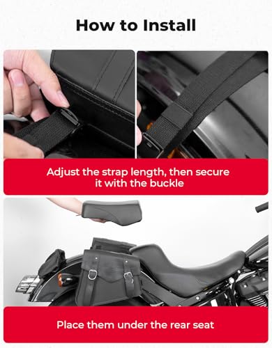 KEMIMOTO Genuine Leather Motorcycle Saddle Bags 12L & 4.5L Fork Handlebar Tool Pouch Panniers Side Bag Universal Motorcycle Compatible with Sportster Softail Dyna Shadow Vulcan Left Right