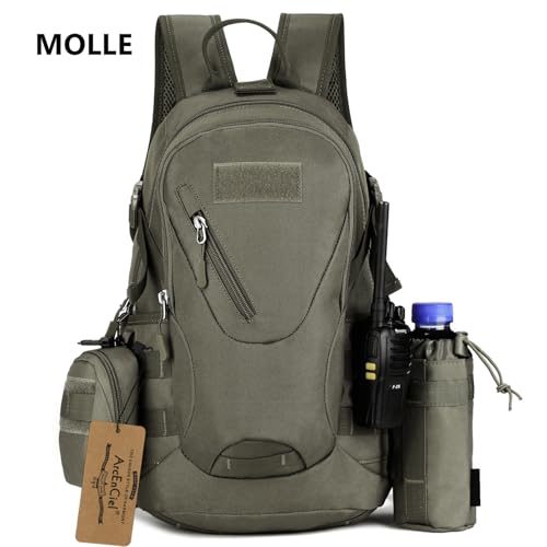ArcEnCiel 15L Motorcycle Backpack Tactical Bag Rucksacks for Outdoor Camping Trekking Hunting with Patch - color: Grey