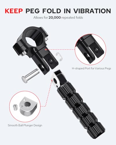 Benlari Highway Pegs CNC Motorcycle Foot Pegs Stainless Steel 1in 1-1/4in 25mm 32mm Fit for Harley Davidson for BMW for Honda for Suzuki for Kawasaki Engine Guards Crash Bars Black