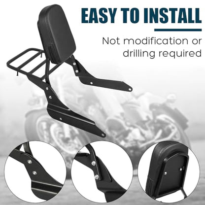 Motorcycle Detachable Passenger Backrest Sissy Bar With Back Rest Pad Luggage Rack Compatible With For Honda Shadow VLX600 VT600 1999-2008 Sissy Bar Backrest