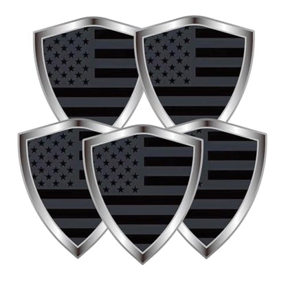 Black American Flag Decal Sticker - Black USA Flags Shield Shape Reflective Vinyl Car Stickers - for Car Window Bumper Laptop Waterproof Sticker (5Pcs) - color: Black America