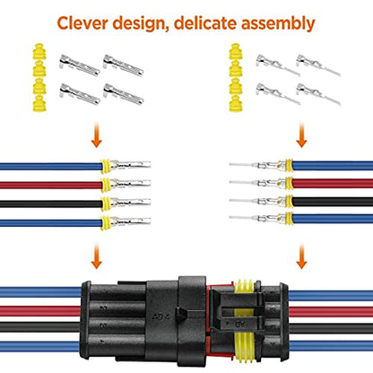 708Pcs Waterproof Automotive Electrical Connector Terminals Wire Connector Plug Kit 1/2/3/4/5/6 Pin (43Sets) - style: 708 pcs