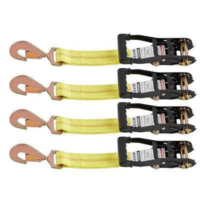 VEVOR Wheel Chock Tie-Down Kit, Tire-Style Trailer Tie Down Strap, Car Tie Down Kit with Spring Hook, Break Strength 10009 lbs & Working Load 3333 lbs Motorcycle System for ATV, SUV, Trailer - style: Tire-Style with Spring Hook