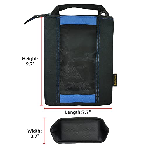 MELOTOUGH Utility Canvas Zipper Tool Bag - Fastener Bag Heavy Duty Mesh Window, Hanging Grommets (Blue 2 pack） - color: Blue color