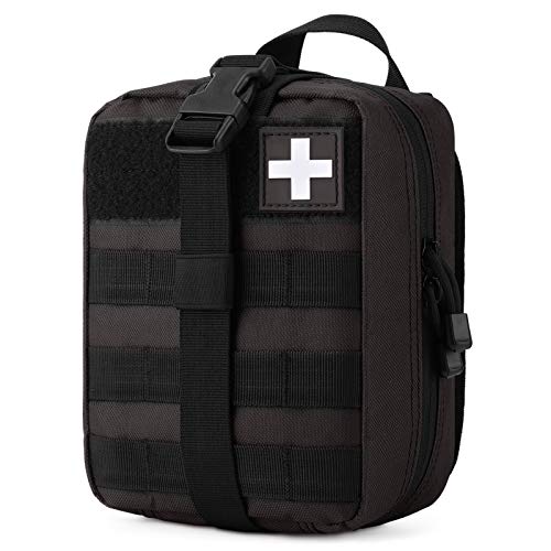 Gonex MOLLE Medical Pouch EMT First Aid Pouch Rip-Away IFAK Tactical Utility Pouch for Outdoor Activities Medical Supplies (Bag Only) - color: Black