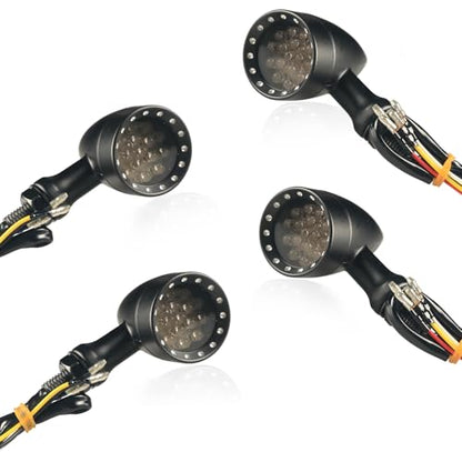 Motorcycle Universal Bullet Front Rear LED Turn Signals,Amber Blinker Indicator Red Brake Taillights Motorbike Running Light Compatible with Harley Kawasaki Honda Suzuki Yamaha Triumph Scooter - color: Amber+Red+White