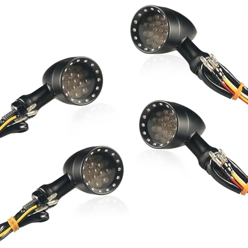 Motorcycle Universal Bullet Front Rear LED Turn Signals,Amber Blinker Indicator Red Brake Taillights Motorbike Running Light Compatible with Harley Kawasaki Honda Suzuki Yamaha Triumph Scooter - color: Amber+Red+White