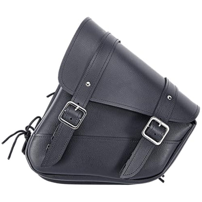 Dream Apparel Motorcycle Swingarm Bag with Black Synthetic Leather, Swing Arm Bag Motorcycle Saddlebag Left Side Tool Bag Fit for Softail/Triangulated Swingarm Models Dyna Low Rider Fat Bob - color: 02-Black Synthetic Leather