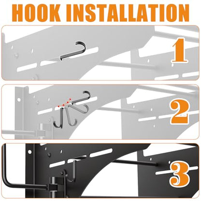 Detach Depot Wall Mount Storage Rack Kit Tour Pack Trunk & Sissy Bar Backrest & Mounting Luggage Rack Wall Hanger Stand for Harley Road Street Glide Road King Electra CVO and Indian