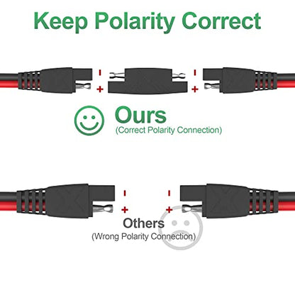 OYMSAE SAE Extension Cable, 6Feet 16AWG SAE to SAE Quick Disconnect Wire, Solar Panel SAE Extension Connector Cable for Trolling Motor Automotive RV Battery Motorcycle Cars Tractor 16 Gauge 6Ft - size: 6 ft