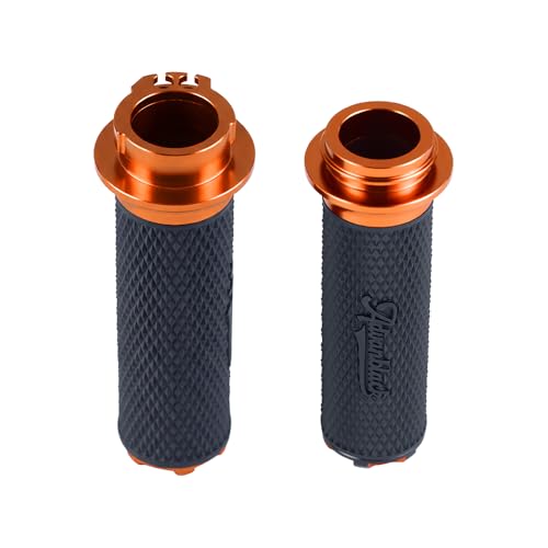 Advanblack AXION Performance Grips, Cable Throttle Hand Grips Compatible with Harley Touring Road Glide Street Glide, Softail - color: Orange