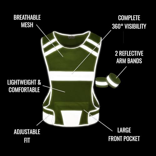 Mesh Reflective Running Vest with Inside Pocket & 2 Bands, Pink Small - color: Yellow, size: Child