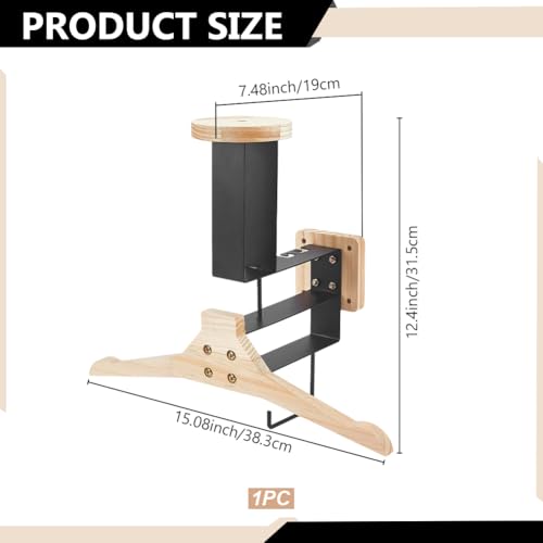 Tactical Gear Stand Wooden Motorcycle Helmet Holder Wall Mount Heavy Duty Helmet Display Rack with Hooks Jacket Hanger Wall Mounted for Motorcycle Football Cycling Accessories
