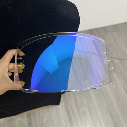 HJ-33 Helmet Visor For i90.Replacement Motorcycle Helmet Shield Compatible with HJC i90 (Revo Clear Blue) - color: Revo Clear Blue