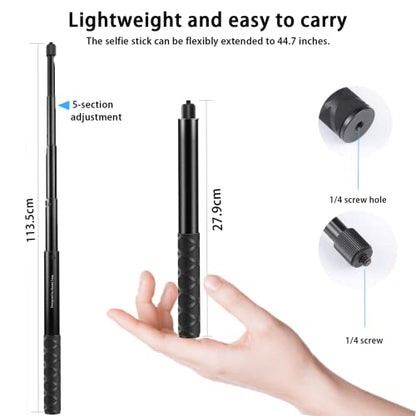 Motorcycle Bicycle Selfie Stick, Third Person Perspective Handlebar Mount Camera Bracket for Ride Tracking Shooting for GoPro Hero 12/11/10/9/8 Insta360 X5 / X4 / X3 ONE X/ONE Action Camera
