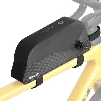 Rhinowalk Bike Top Tube Bag Waterproof IPX4 Magnetic Closure Frame Pouch for Road & MTB Slim Fit (Size 1.3L) - color: Black Toptube Bag, size: 1.3L
