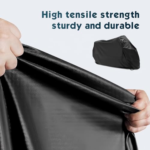 Shakas Motorcycle Cover, Waterproof & Heat-resistant Outdoor Scooter Clothing, Breathable Windproof Vehicle Cover with Safety Lock Hole, Universal Motorcycles, Electric Vehicle (Black)