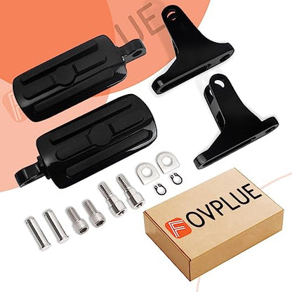 FOVPLUE Passenger Mini Footboard, Passenger Footpegs w/Mount Kit for Harley Touring 1993-2025 CVO Electra Glide Road Glide Road King Street Glide Ultra Classic Ultra Limited Revival FLH, Gloss Black#2 - color: Black Passenger Footpegs